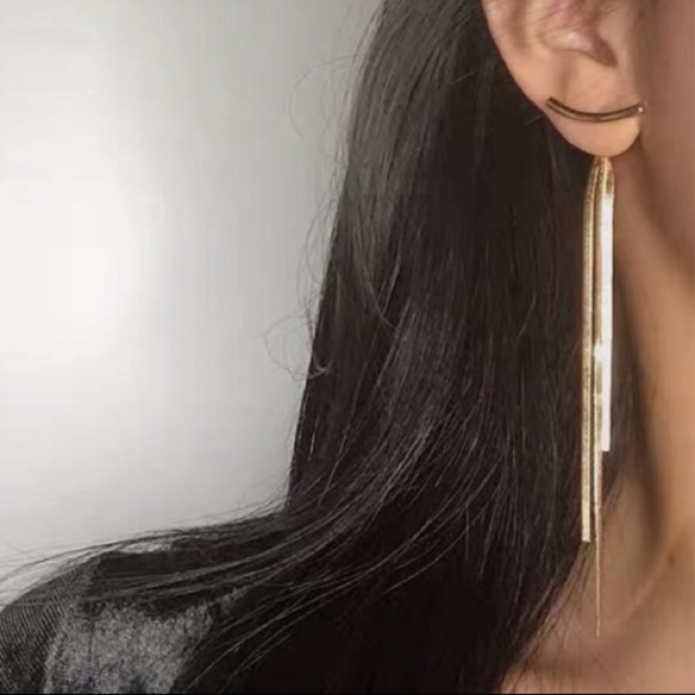 18K gold plated long tassel earrings